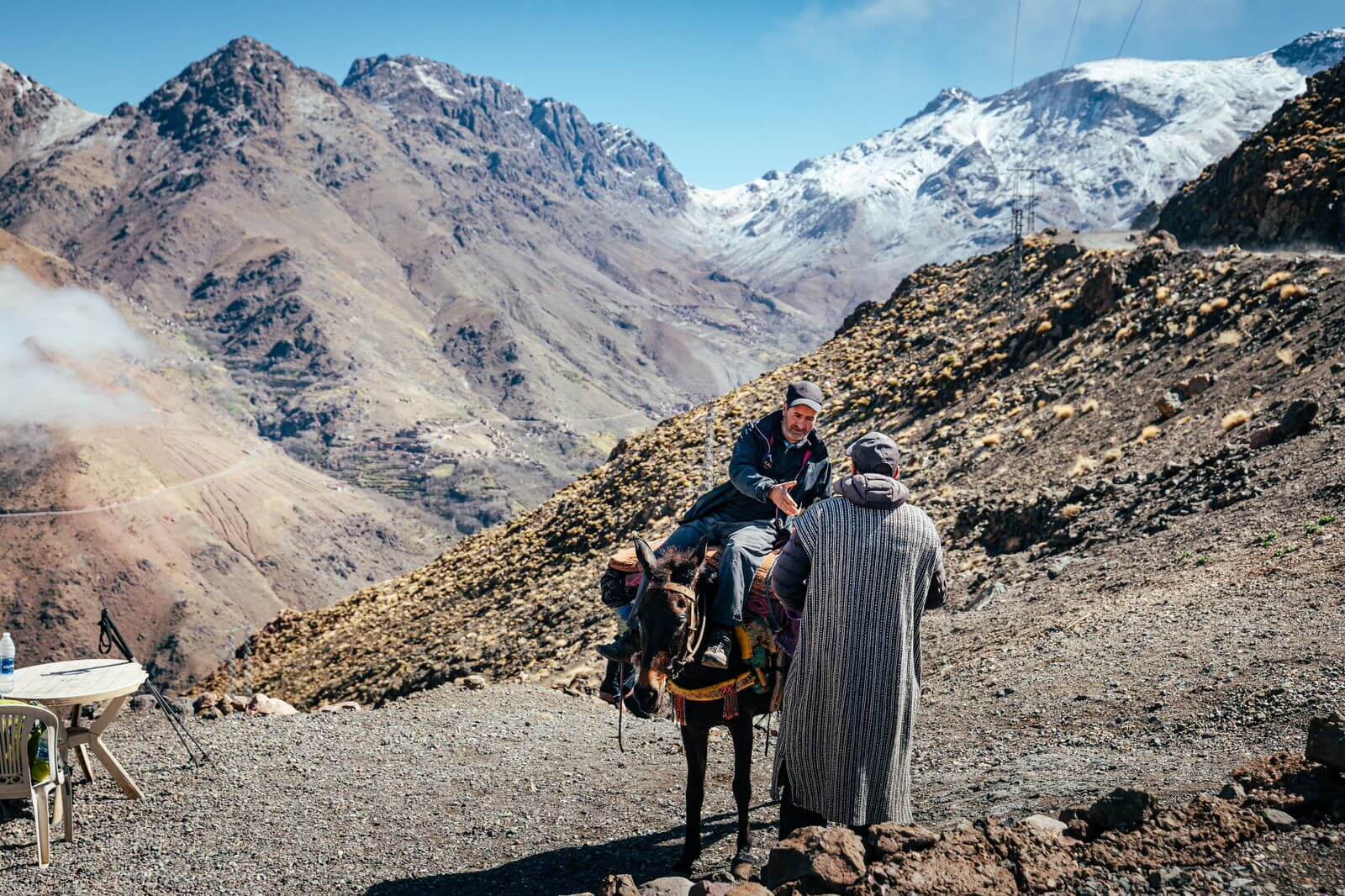 Local people at Tizi n'Tamatert pass in the High Atlas Mountains