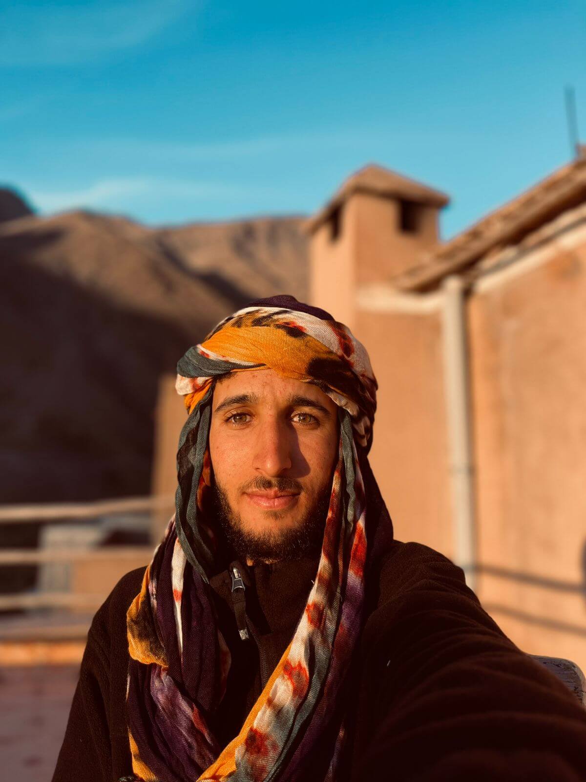 Radouane in traditional clothing in Imlil, Morocco's High Atlas