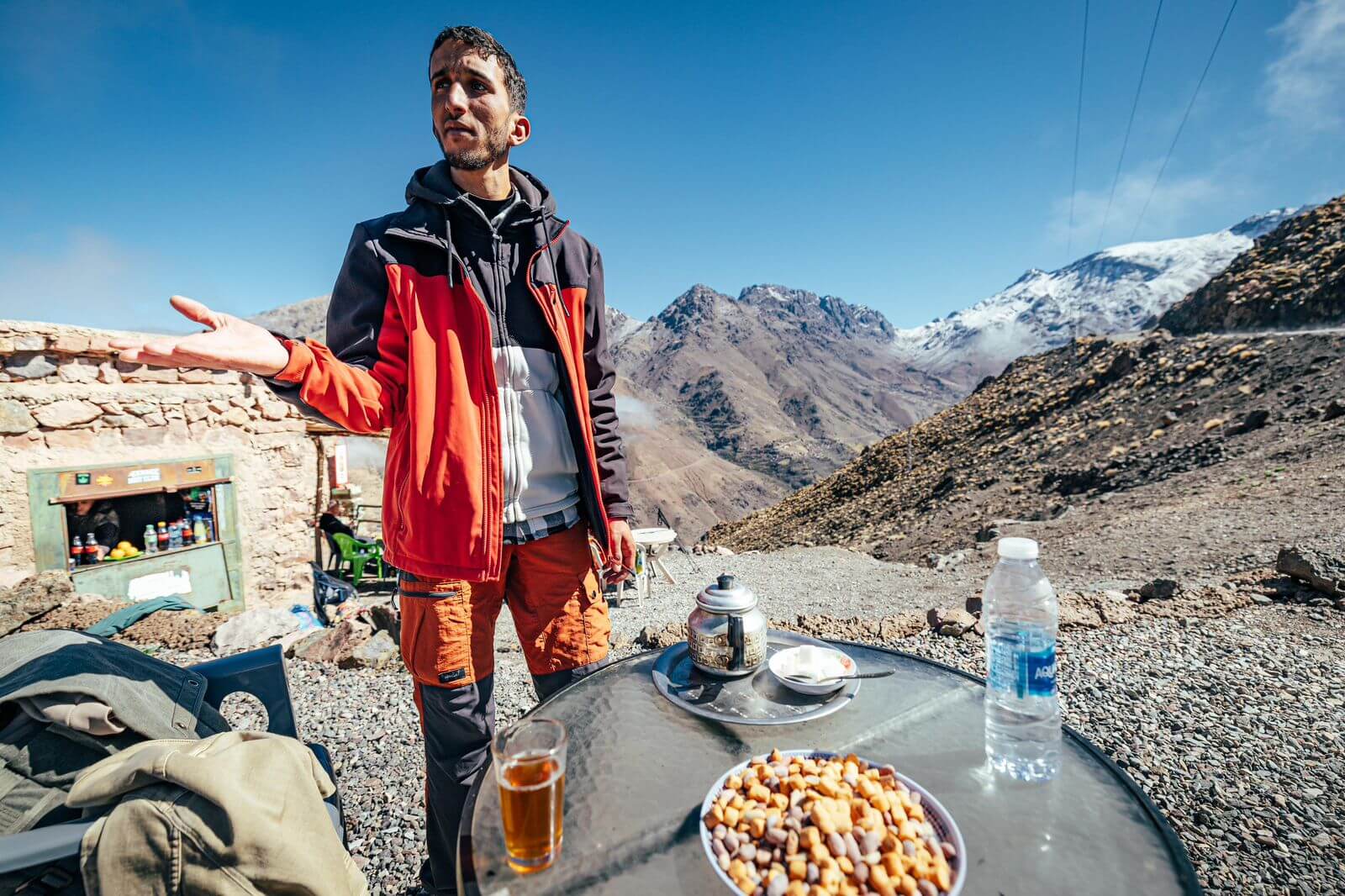 Mint tea during the Talamrout hike at Tizi n'Tamatert